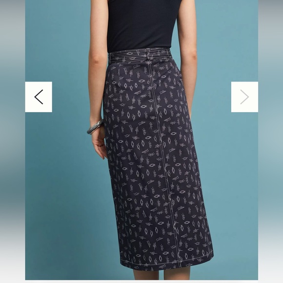 Corey Lynn Calter Knot skirt Anthropologie L nautical kitschy button front - Picture 3 of 8